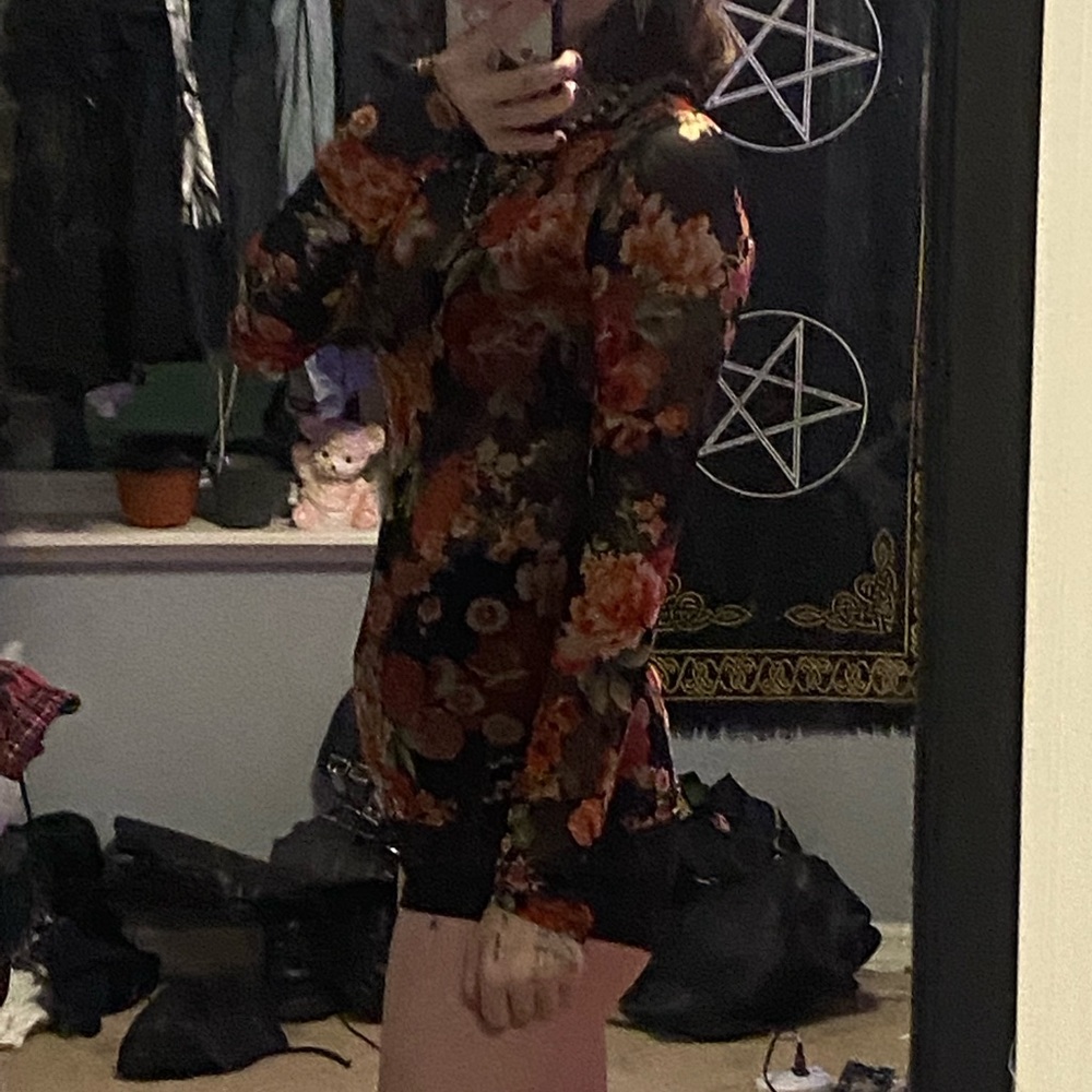 floral sheer mesh top